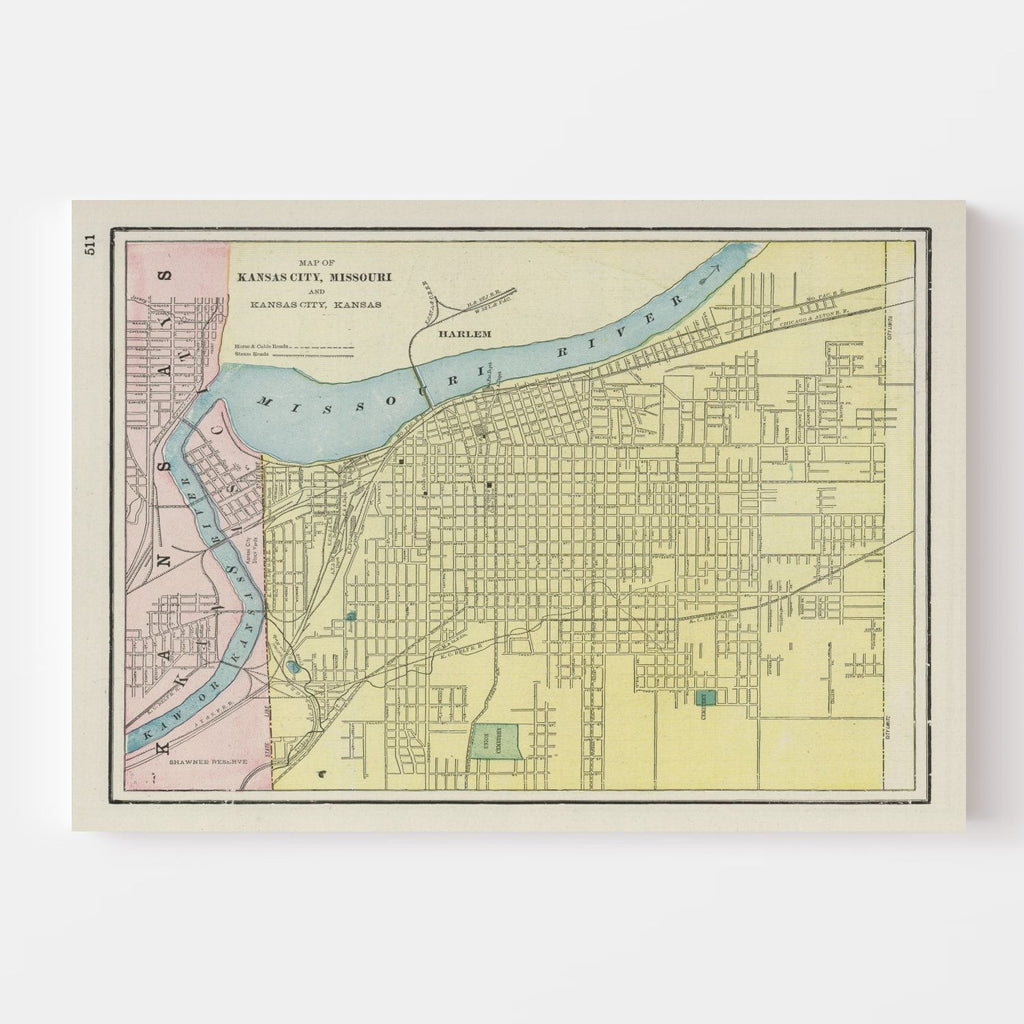 Vintage Map of Kansas City, Kansas 1901