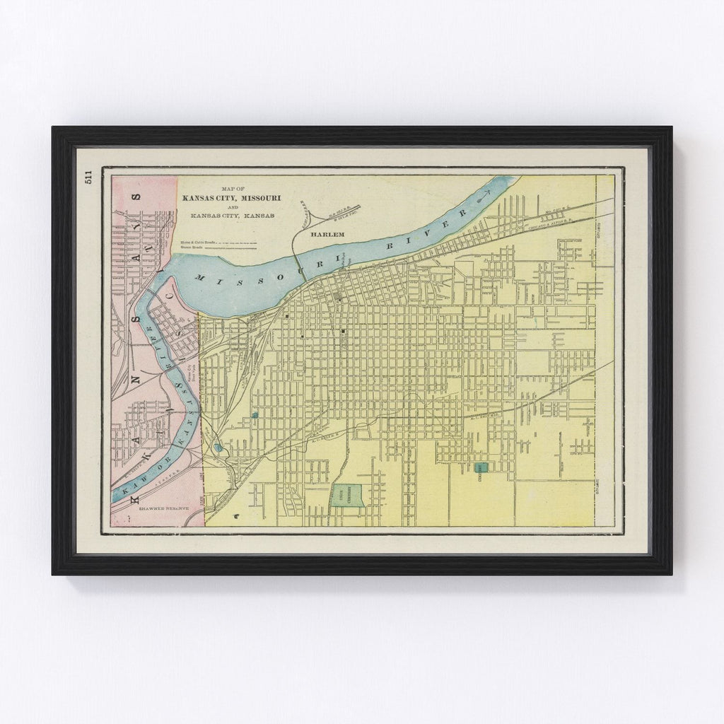 Vintage Map of Kansas City, Kansas 1901