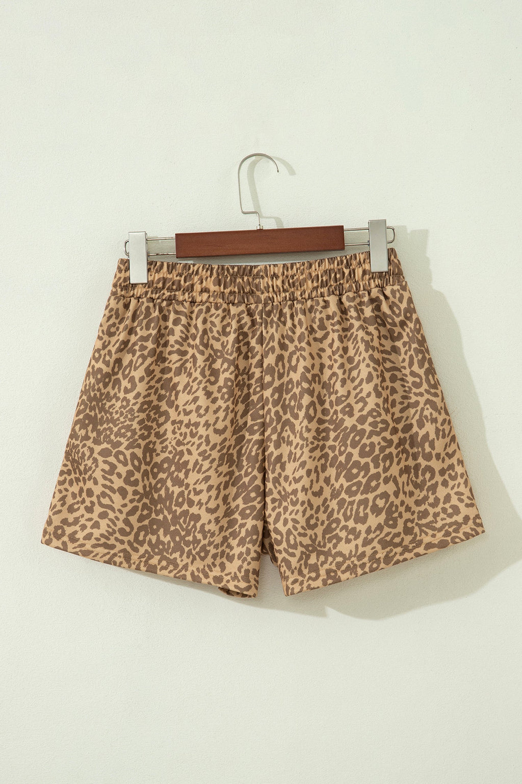 Leopard Star Patch Drawstring Elastic Waist Shorts