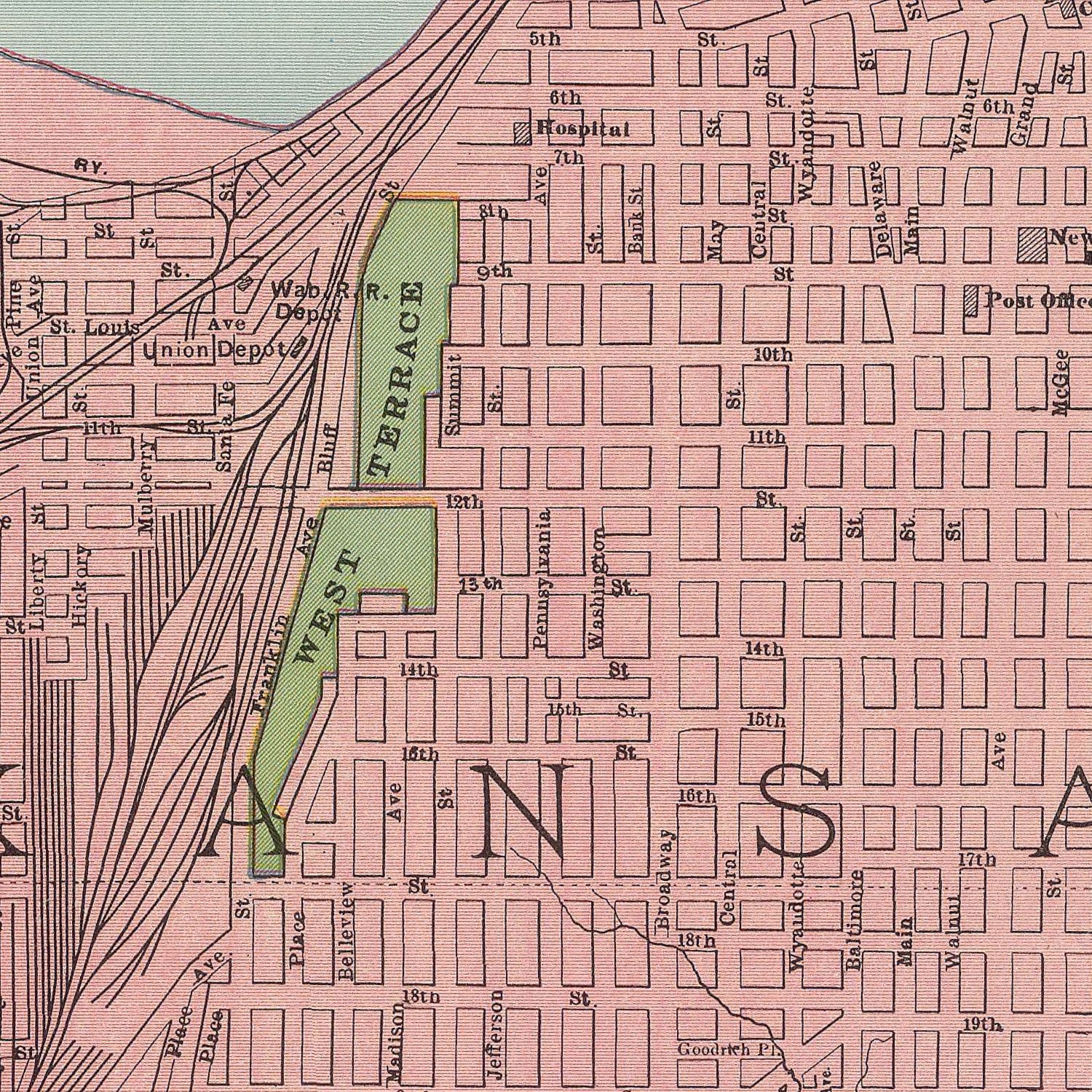Vintage Map of Kansas City, Missouri 1903