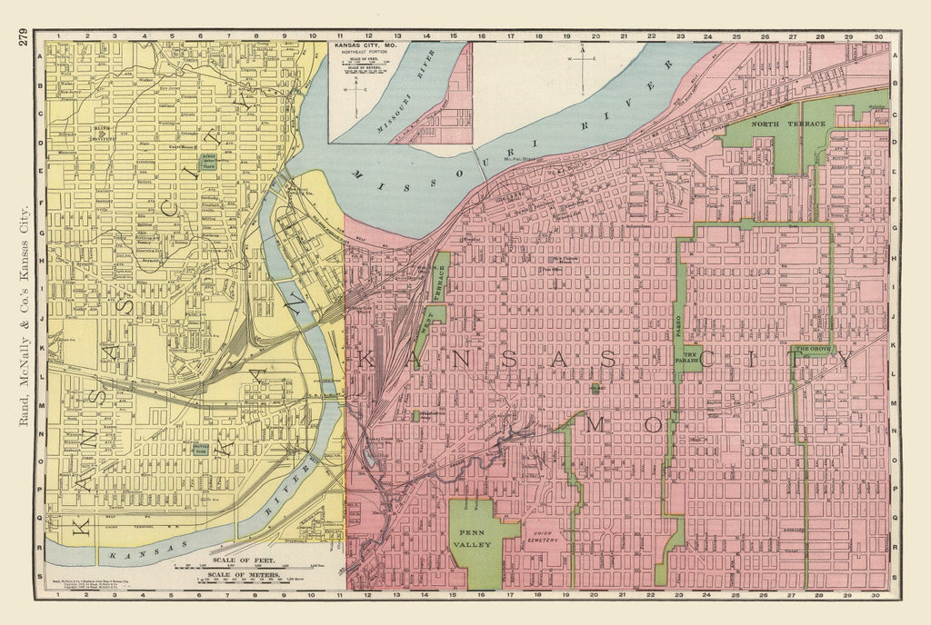 Vintage Map of Kansas City, Missouri 1903