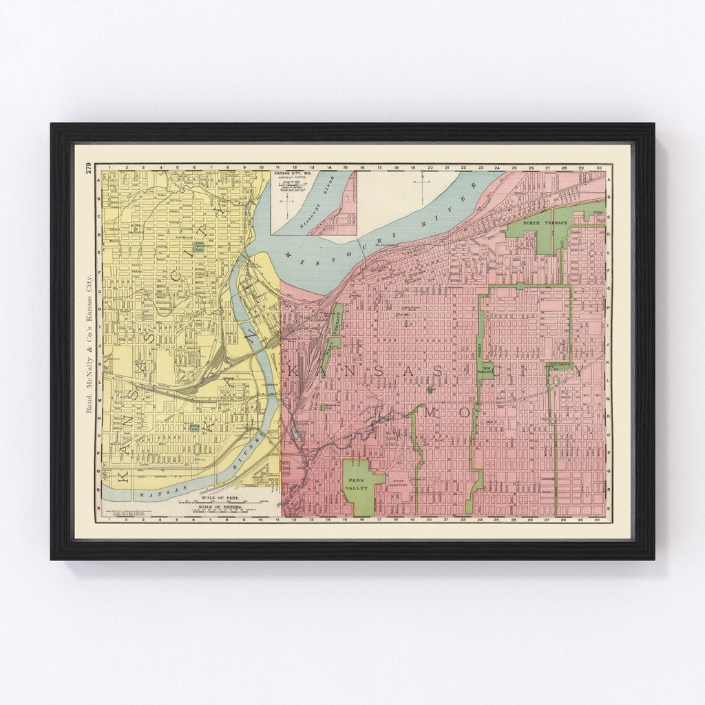 Vintage Map of Kansas City, Missouri 1903
