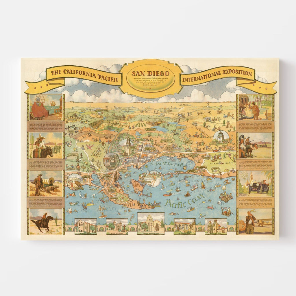 Vintage Map of San Diego, California 1935