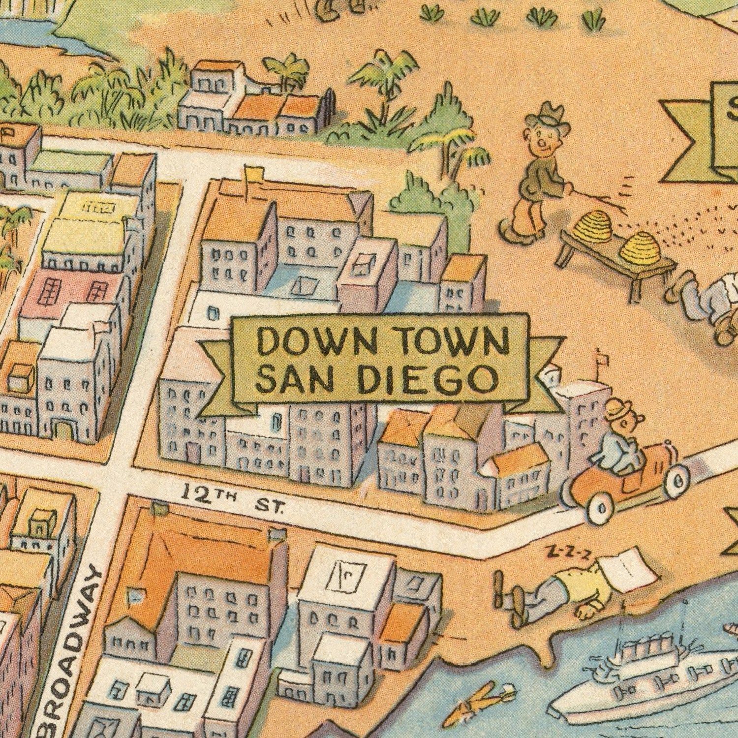 Vintage Map of San Diego, California 1935