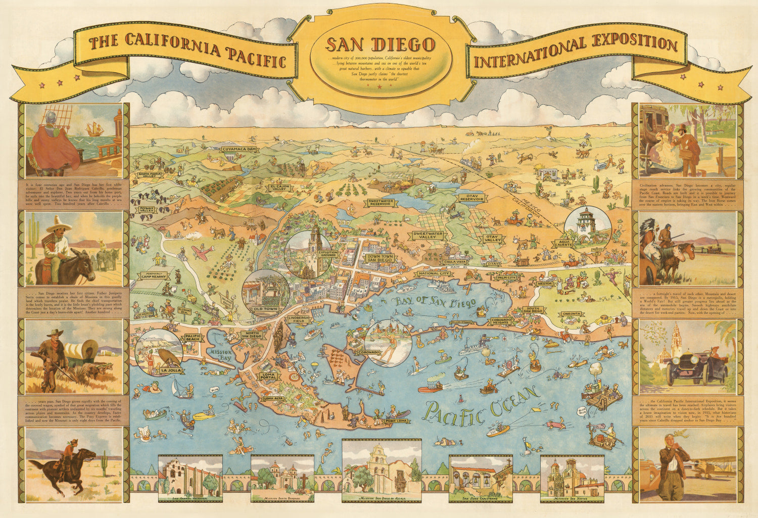 Vintage Map of San Diego, California 1935