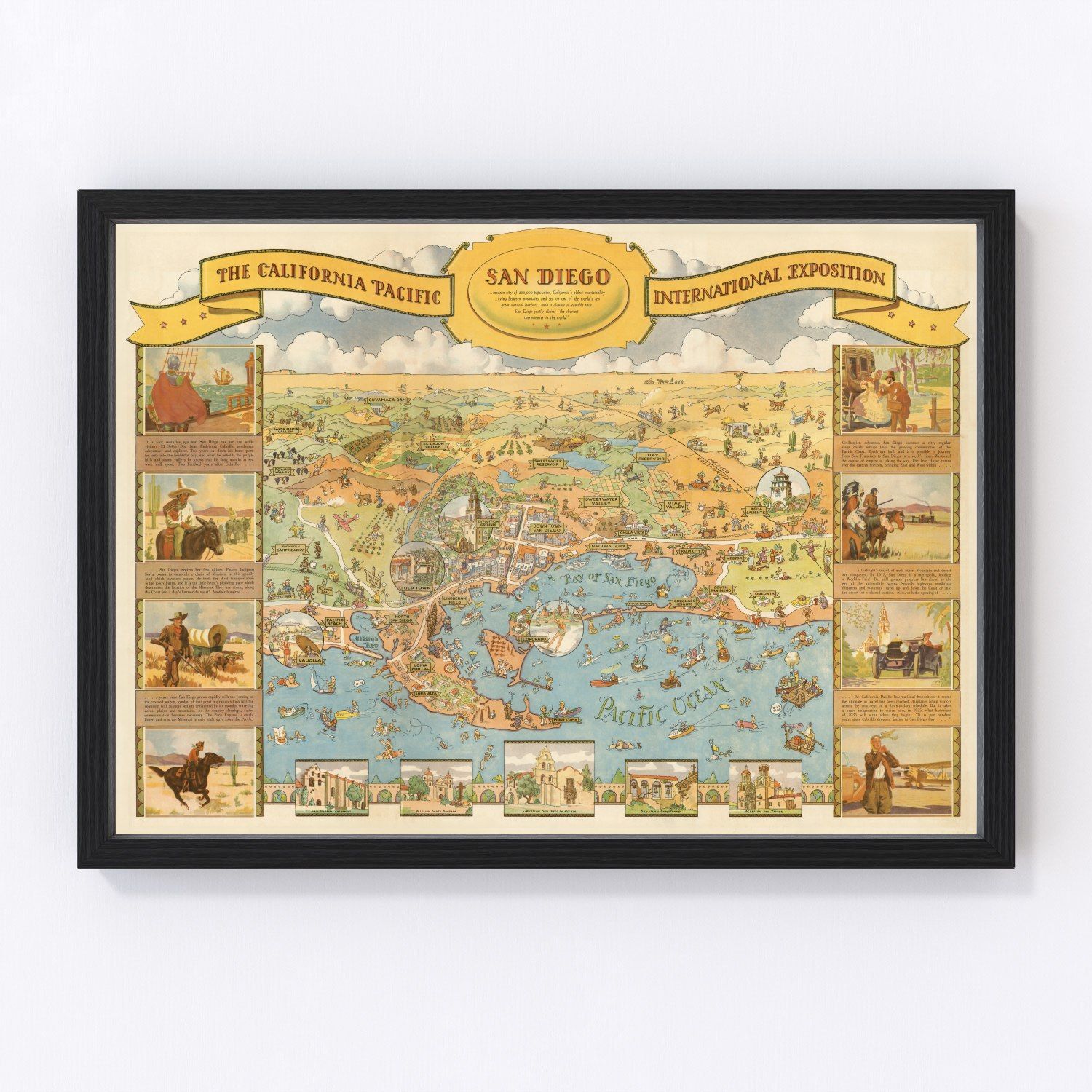 Vintage Map of San Diego, California 1935