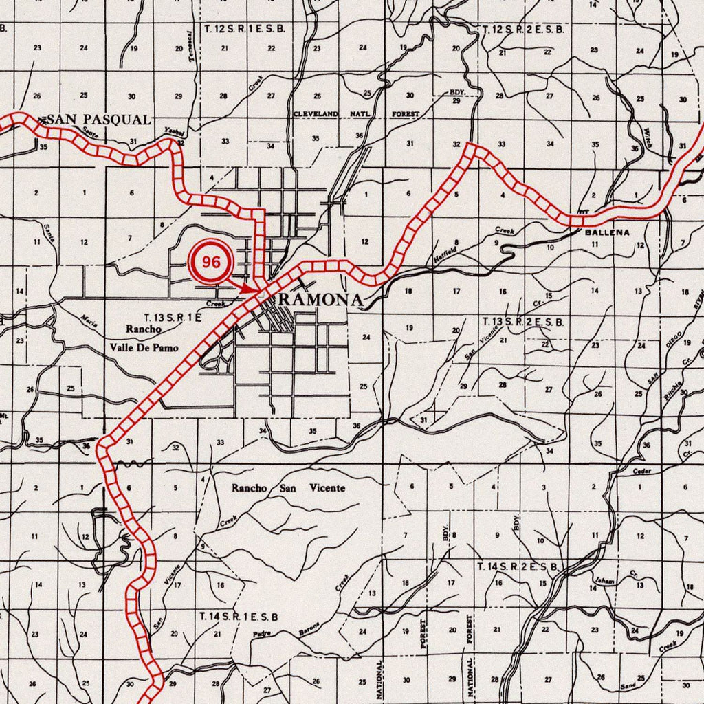 Vintage Map of San Diego County, California 1935