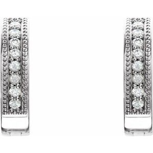 Sterling Silver 1/8 CTW Natural Diamond 12.5 mm Hoop Earrings – image 2