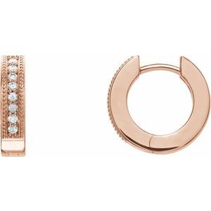 14K Rose Gold 1/8 CTW Natural Diamond 12.5 mm Hoop Earrings