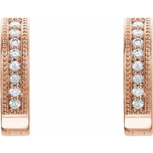 14K Rose Gold 1/8 CTW Natural Diamond 12.5 mm Hoop Earrings – image 2