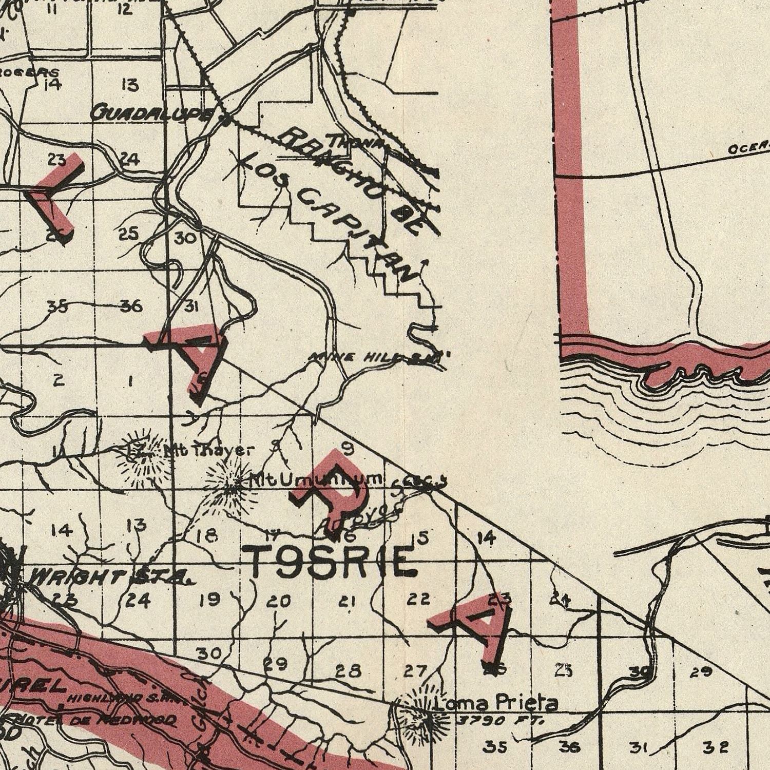 Vintage Map of Santa Cruz County, California 1914
