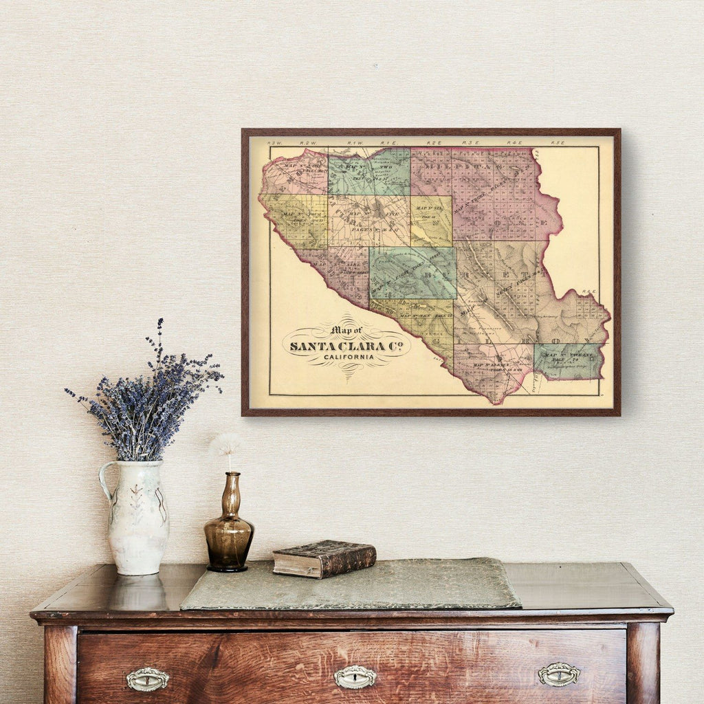 Vintage Map of Santa Clara County, California 1876