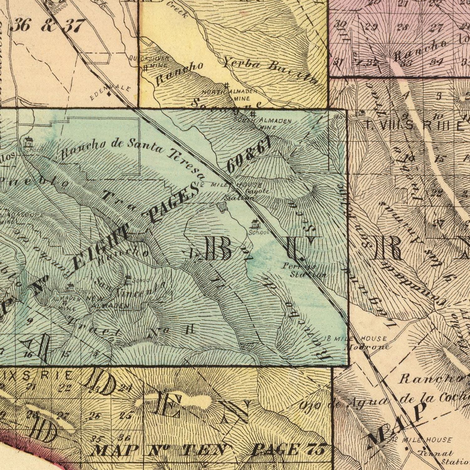 Vintage Map of Santa Clara County, California 1876