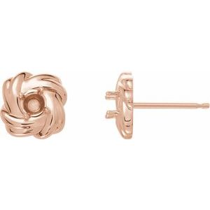 14K Rose Gold 3 mm Round Knot Earring Mounting