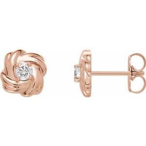 14K Rose Gold 1/5 CTW Natural Diamond Knot Earrings