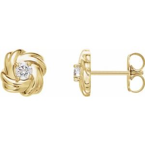 14K Yellow Gold 1/5 CTW Natural Diamond Knot Earrings