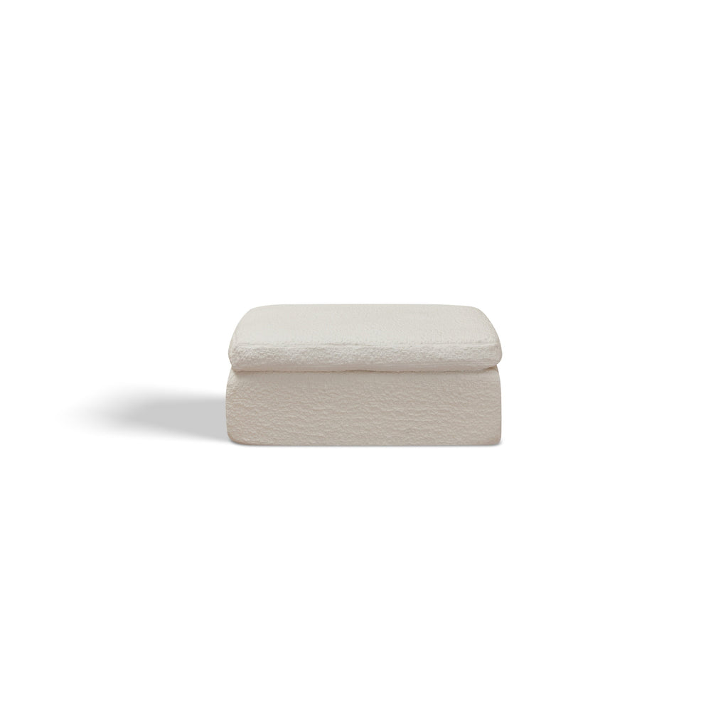 Cloud Style L-Shape Modular Sectional Sofa with Ottoman, 3 Seater Convertible Couch in Warm White, Chenille Fabric, 110' Width
