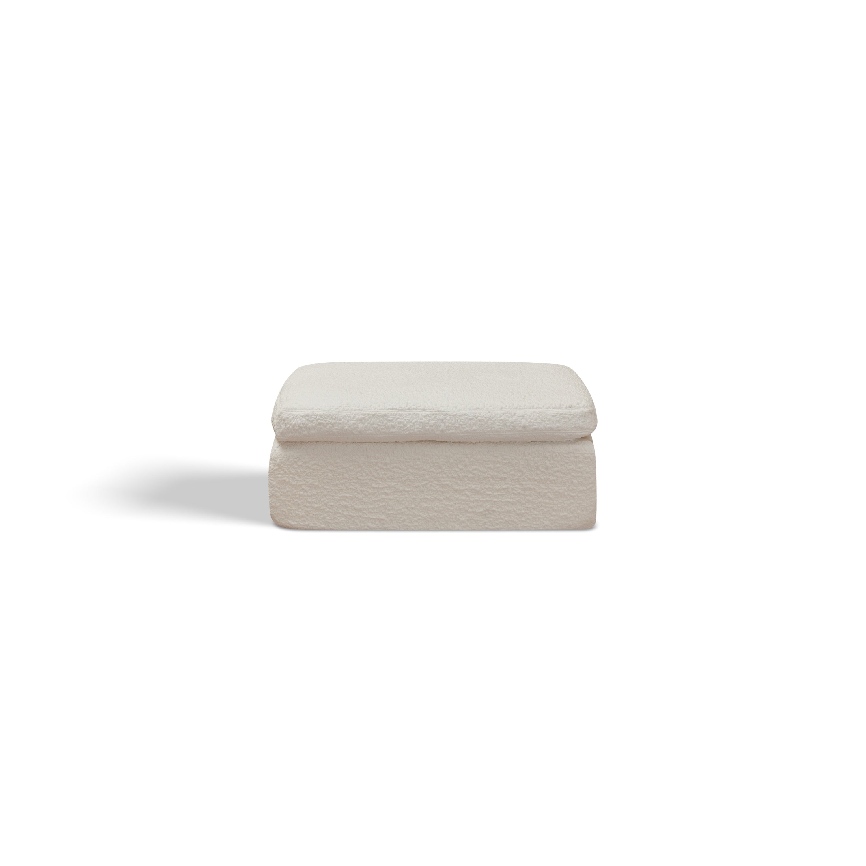 Cloud Style L-Shape Modular Sectional Sofa with Ottoman, 3 Seater Convertible Couch in Warm White, Chenille Fabric, 110' Width