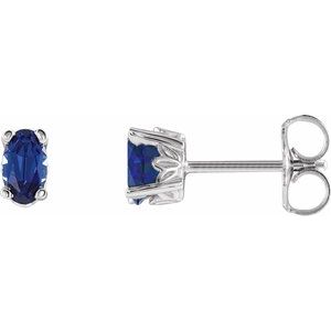 14K White Gold Lab-Grown Blue Sapphire Earrings