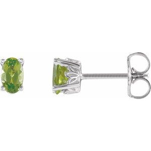 14K White Gold Natural Peridot Earrings