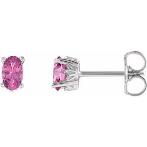 14K White Gold Natural Pink Tourmaline Earrings