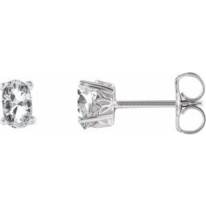 14K White Gold Natural White Sapphire Earrings