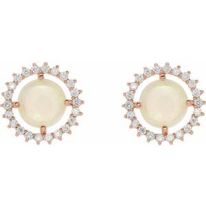 14K Rose Gold Natural White Opal & 1/5 CTW Natural Diamond Earrings – image 2