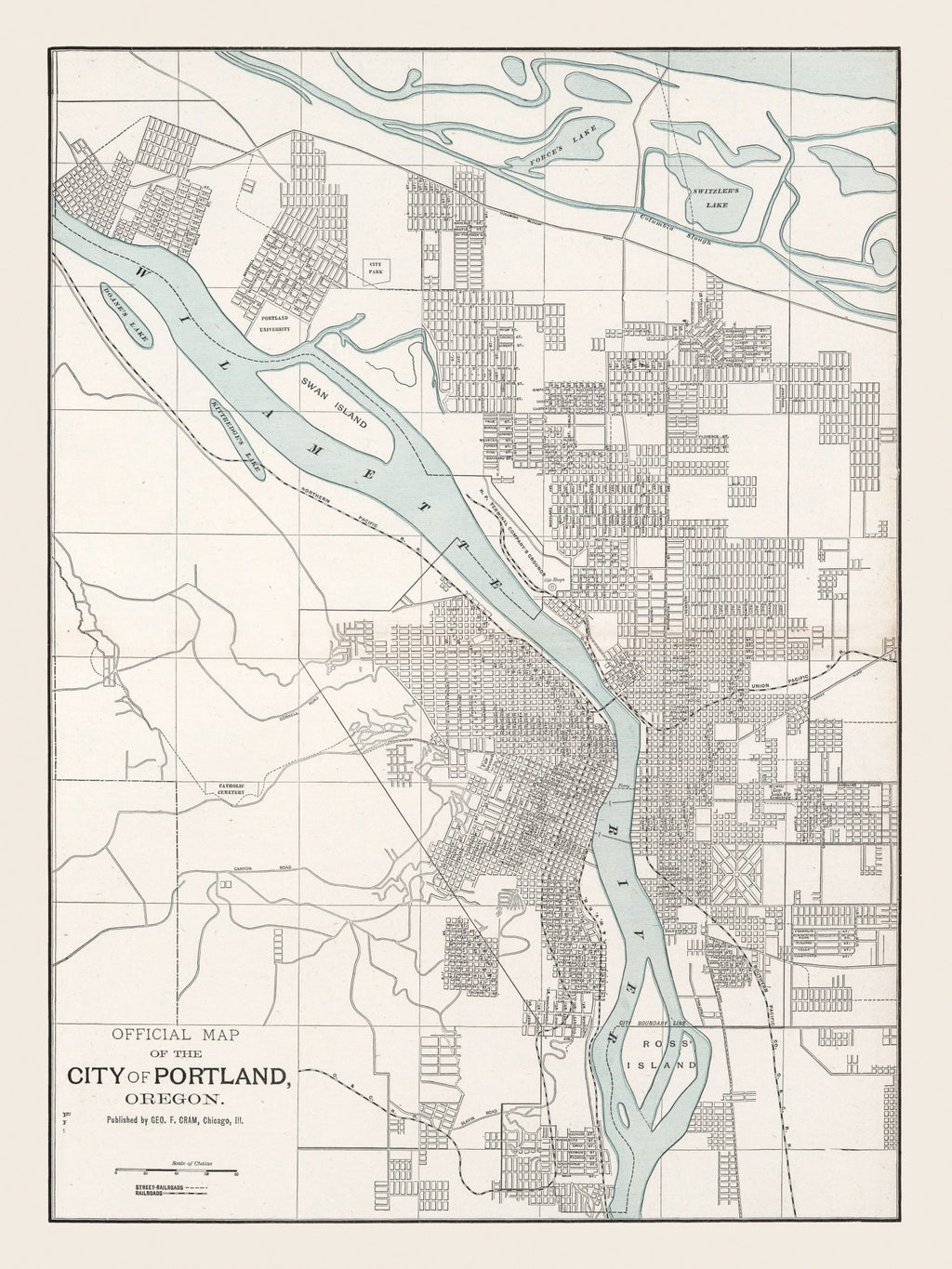 Vintage Map of Portland, Oregon 1901