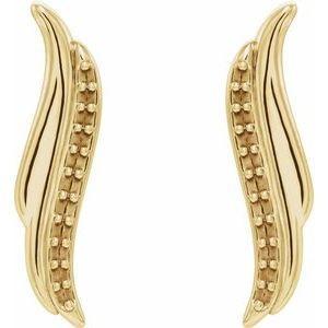14K Yellow Gold Freeform Ear Climber Mounting – image 2