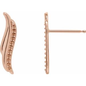 14K Rose Gold Freeform Ear Climber Mounting
