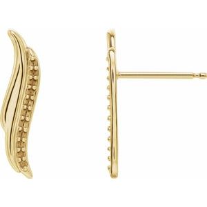 14K Yellow Gold Freeform Ear Climber Mounting
