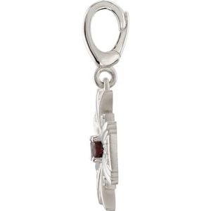 Sterling Silver Natural Mozambique Garnet & 1/6 CTW Natural Diamond Charm/Pendant – image 2