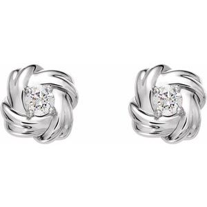 Platinum 1/5 CTW Natural Diamond Knot Earrings – image 2