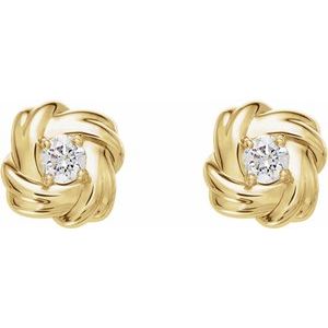 14K Yellow Gold 1/5 CTW Natural Diamond Knot Earrings