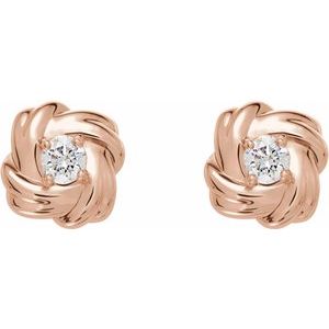 14K Rose Gold 1/5 CTW Natural Diamond Knot Earrings – image 2