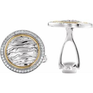 Sterling Silver & 14K Yellow Gold 1/2 CTW Natural Diamond Elephant Print Cuff Links