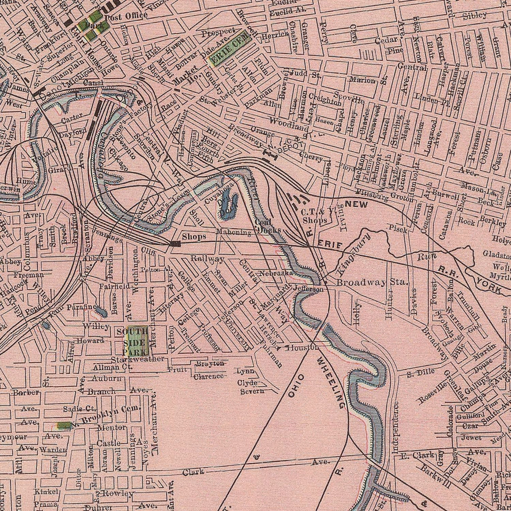 Vintage Map of Cleveland, Ohio 1903