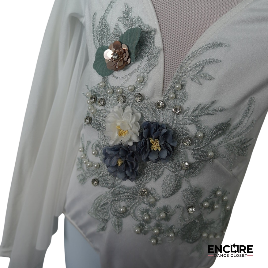 White Leotard with Appliqué