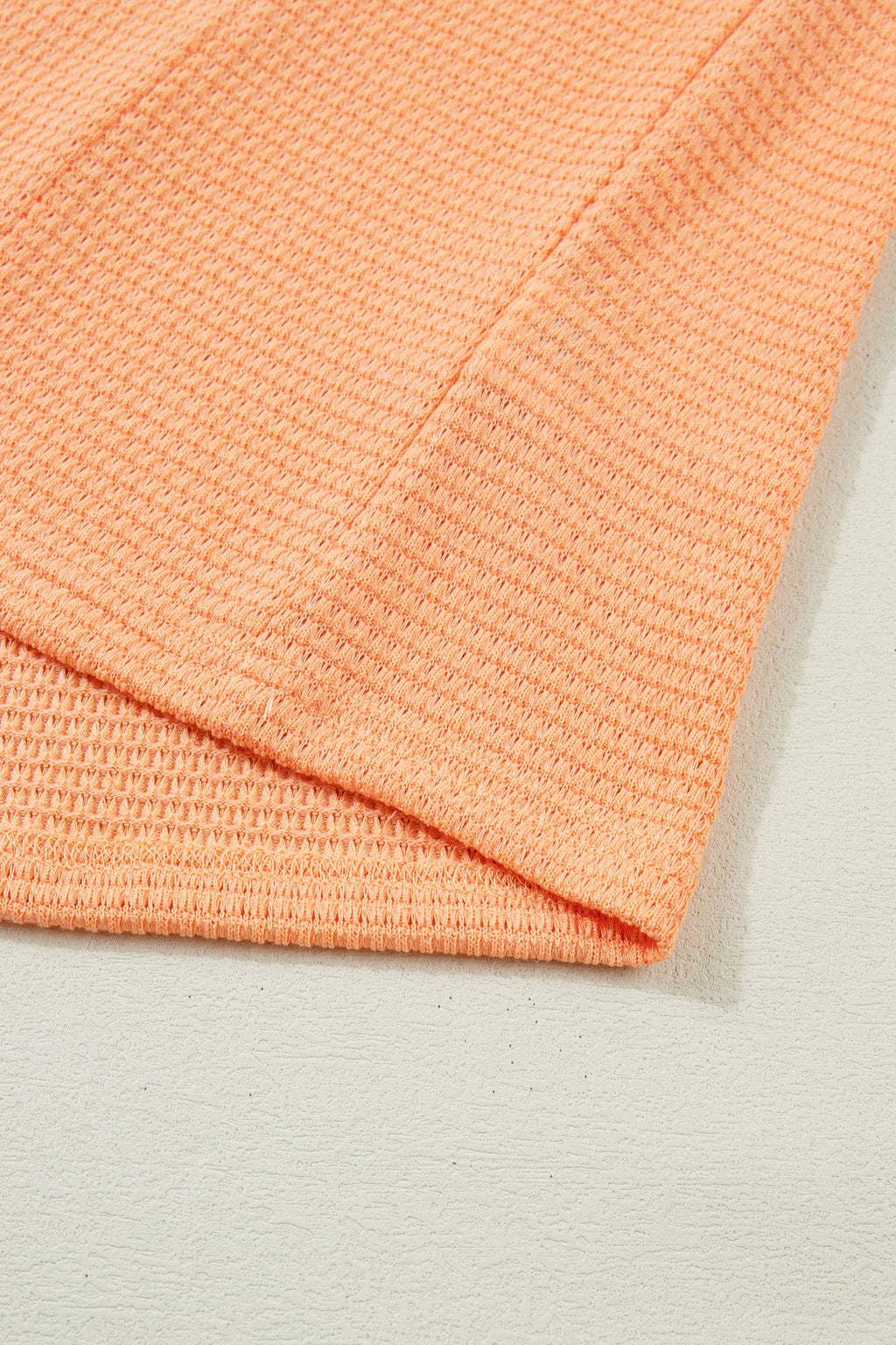 Solid Waffle Knit V-Neck Short Sleeve Top