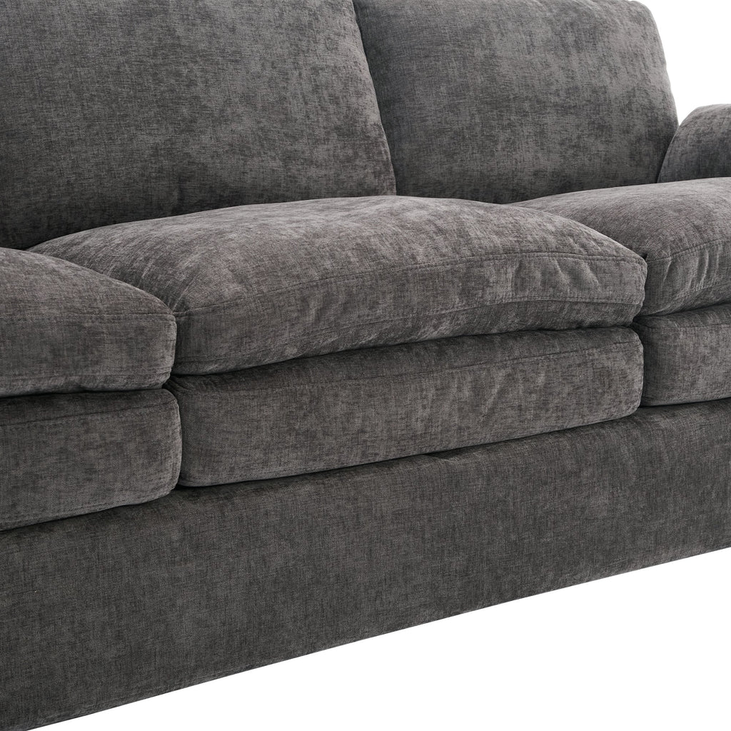 Cozy Upholstered Oversized 3-Seater Cloud Sofa with Double Cushion in Grey Chenille