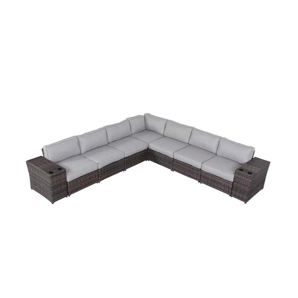 Modern Rattan Wicker Seating Group With Cushions