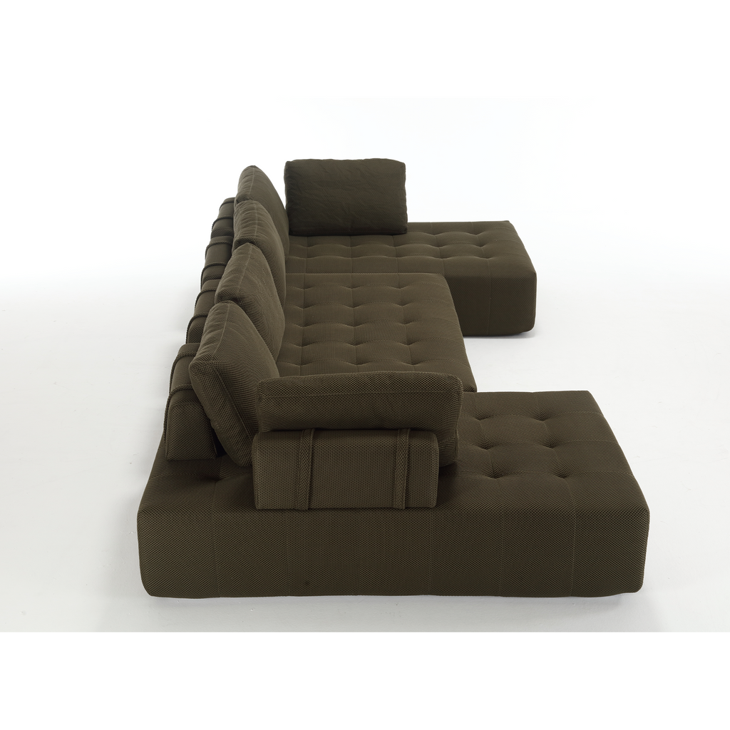 [NEW ARRIVED] [VIDEO PROVIDED]138.5 'Modular Combination Sofa, U-shaped Sofa, Living Room, Apartment, Upholstered ,6-seat Sofa, Free Combination Sofa (Mesh Fabric), Breathable Fabric,Green
