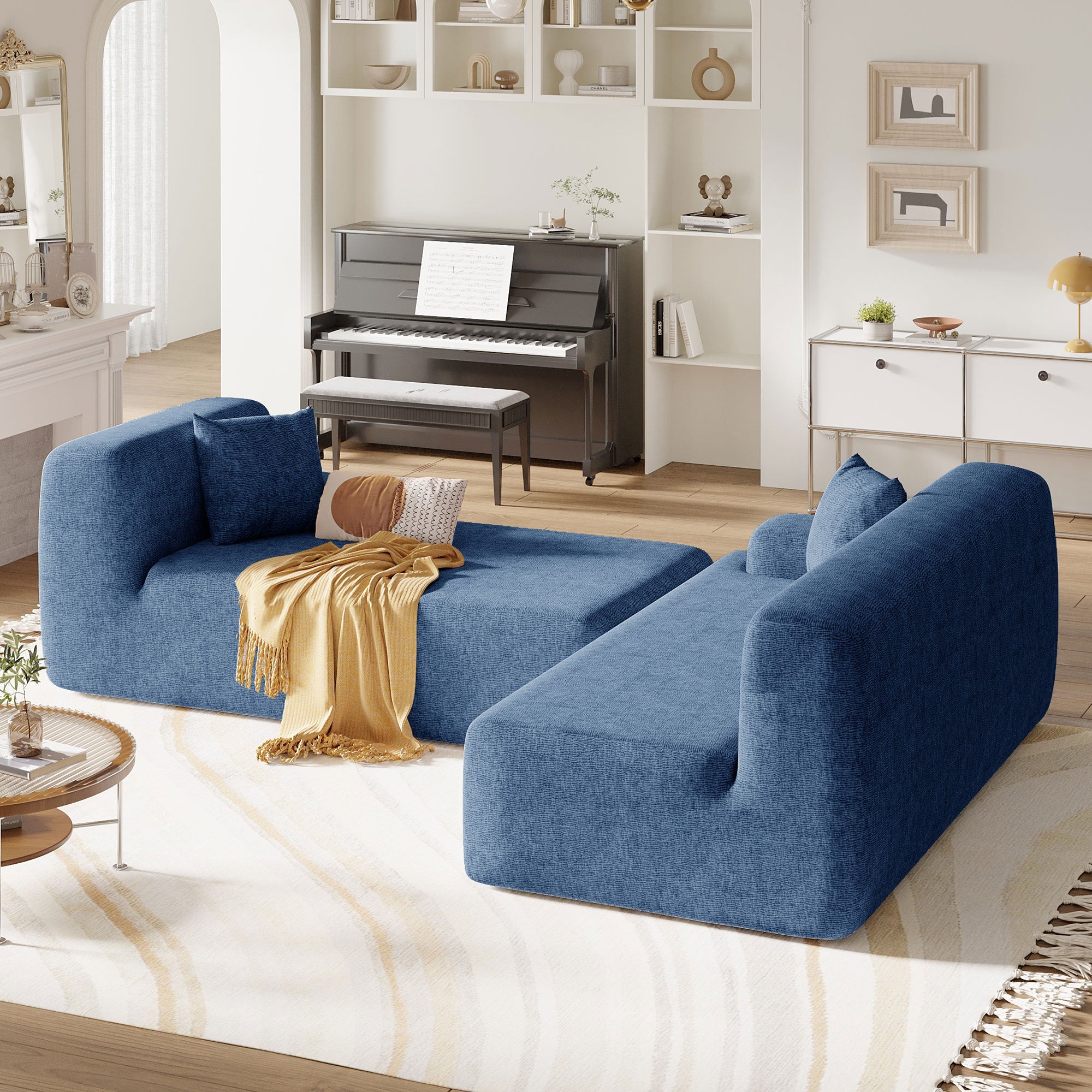 U_Style Modern Large L-Shape Modular Sectional Sofa for Living Room, Bedroom, Salon, 2 Piece Free Combination, Simplified Style(old sku:WY000356AAC)