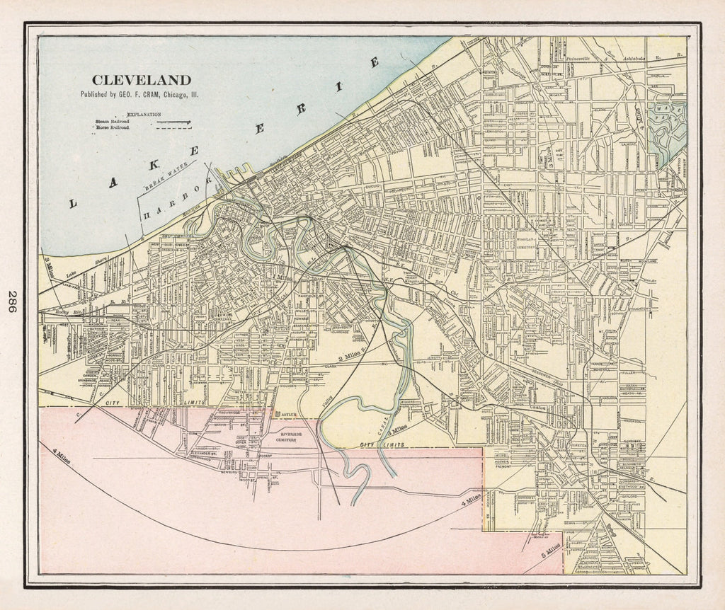 Vintage Map of Cleveland, Ohio 1901