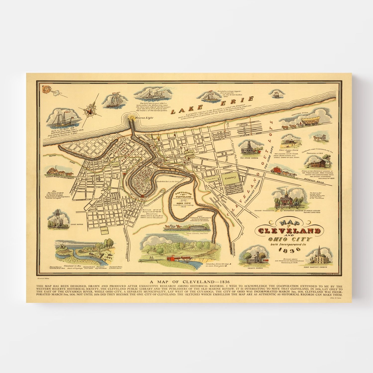 Vintage Map of Cleveland, Ohio 1937