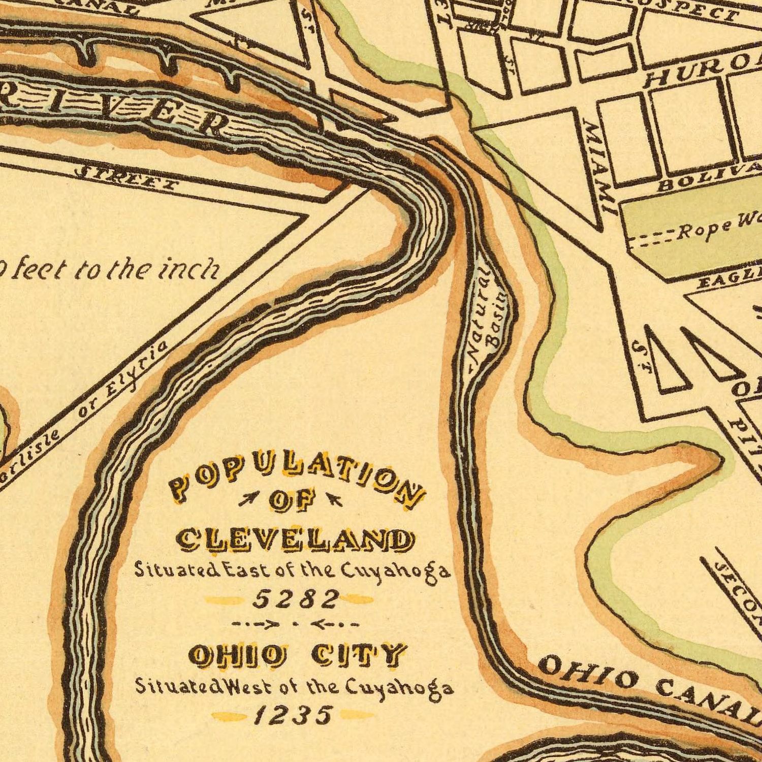 Vintage Map of Cleveland, Ohio 1937