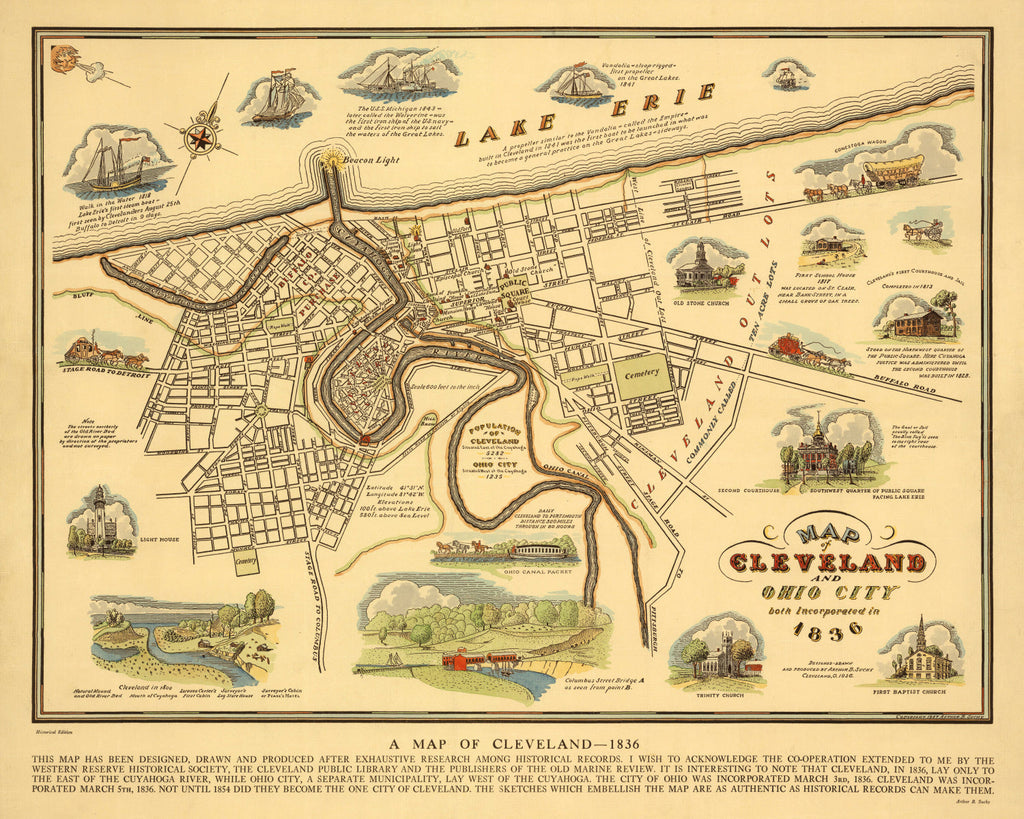 Vintage Map of Cleveland, Ohio 1937