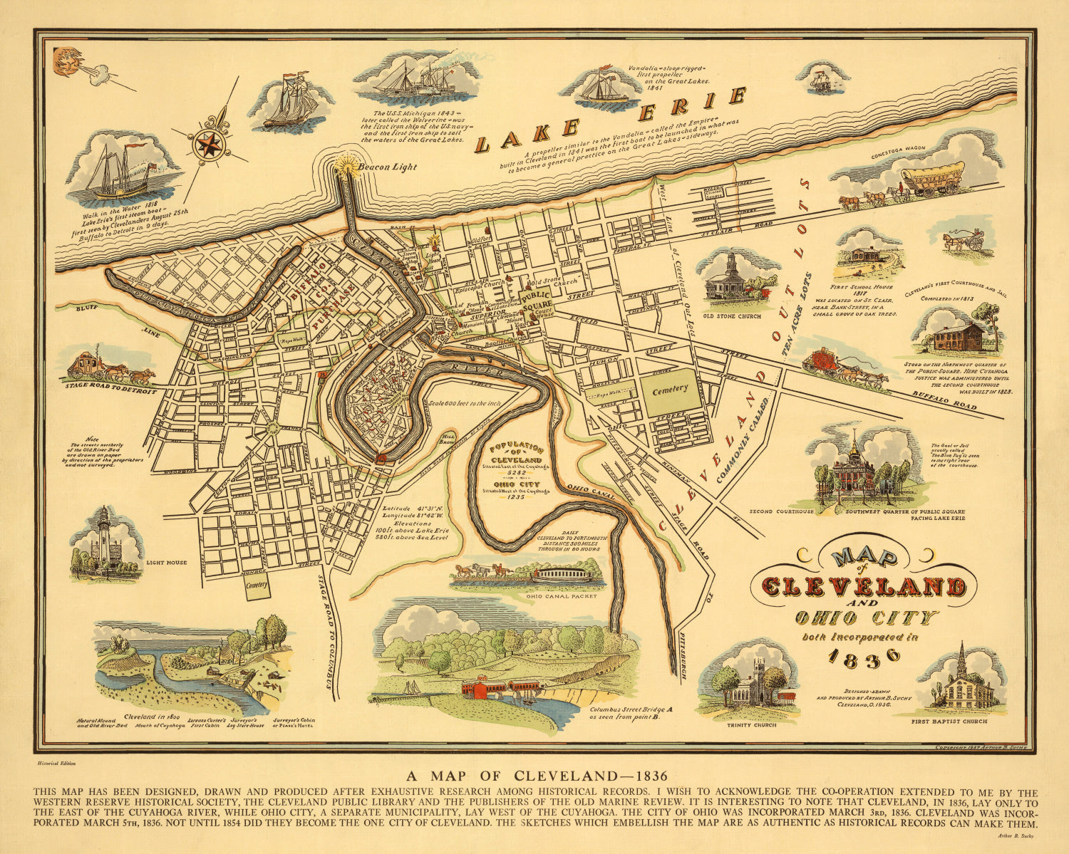 Vintage Map of Cleveland, Ohio 1937