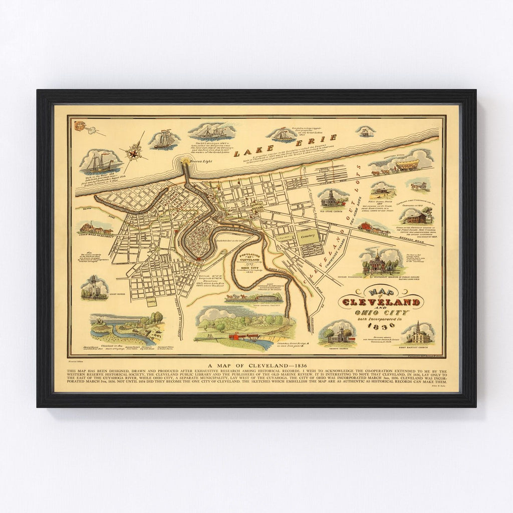 Vintage Map of Cleveland, Ohio 1937
