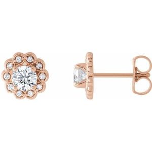 14K Rose Gold 5/8 CTW Natural Diamond Halo-Style Earrings